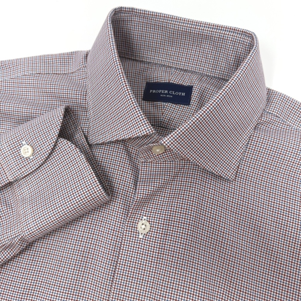 Proper Cloth Mens Large Non-Iron Micro Houndstooth Stretch Button Shirt